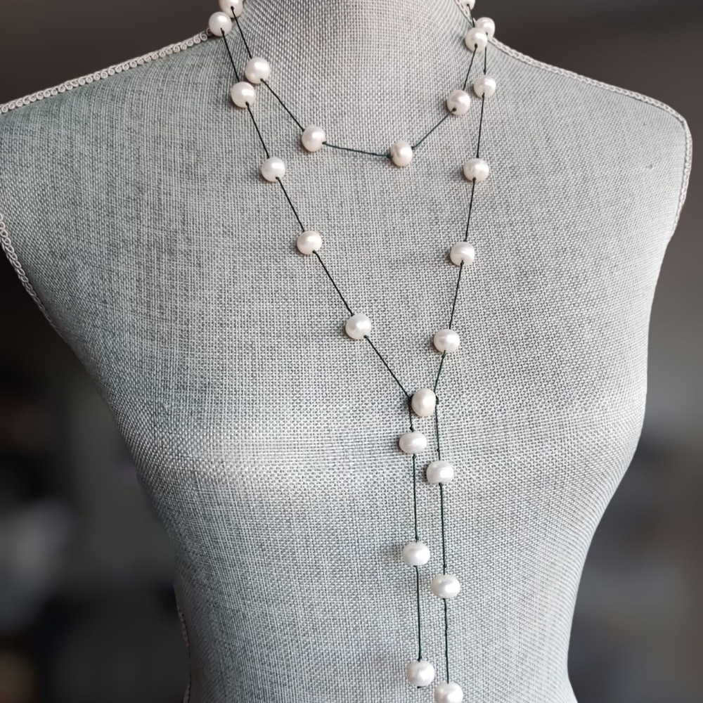 White Freshwater Pearl Necklace Lariat